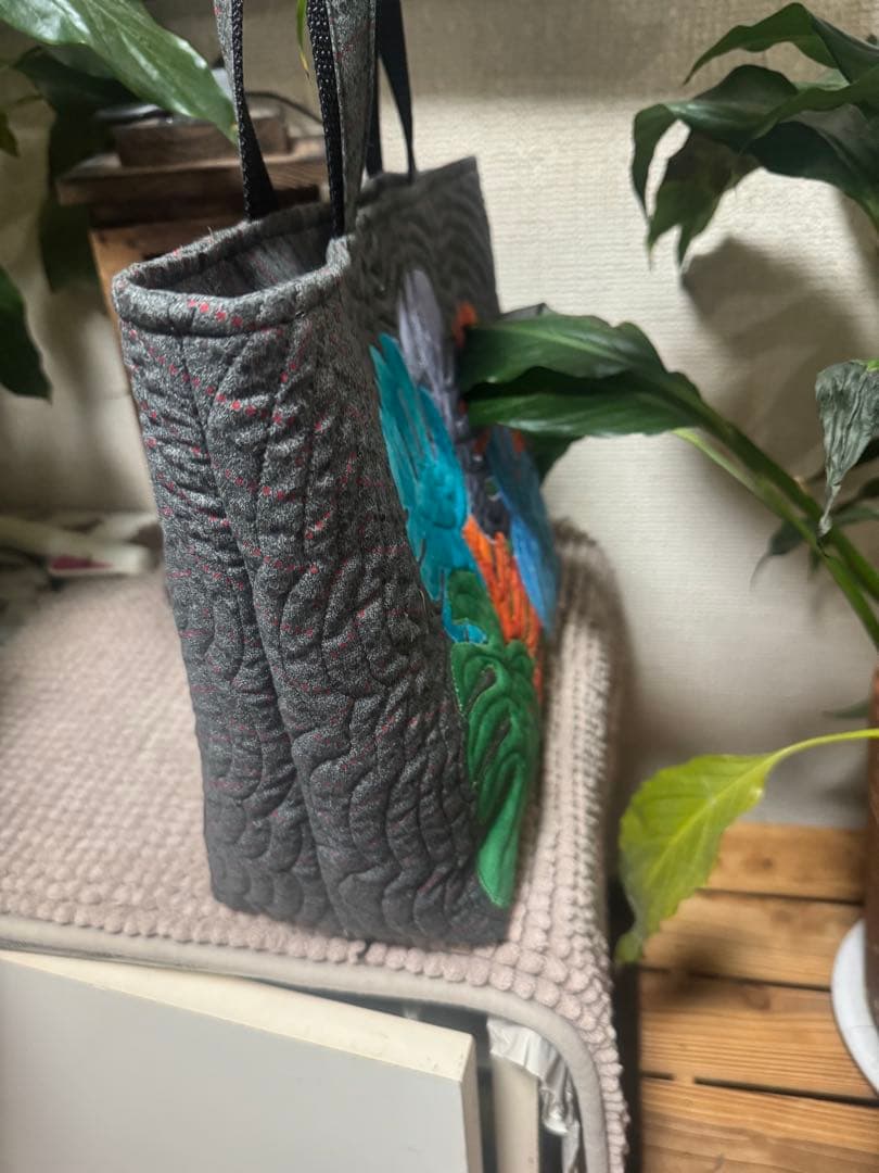 ハワイアンキルト　ハワイアンキルトバッグ　モンステラ　トートバッグ
