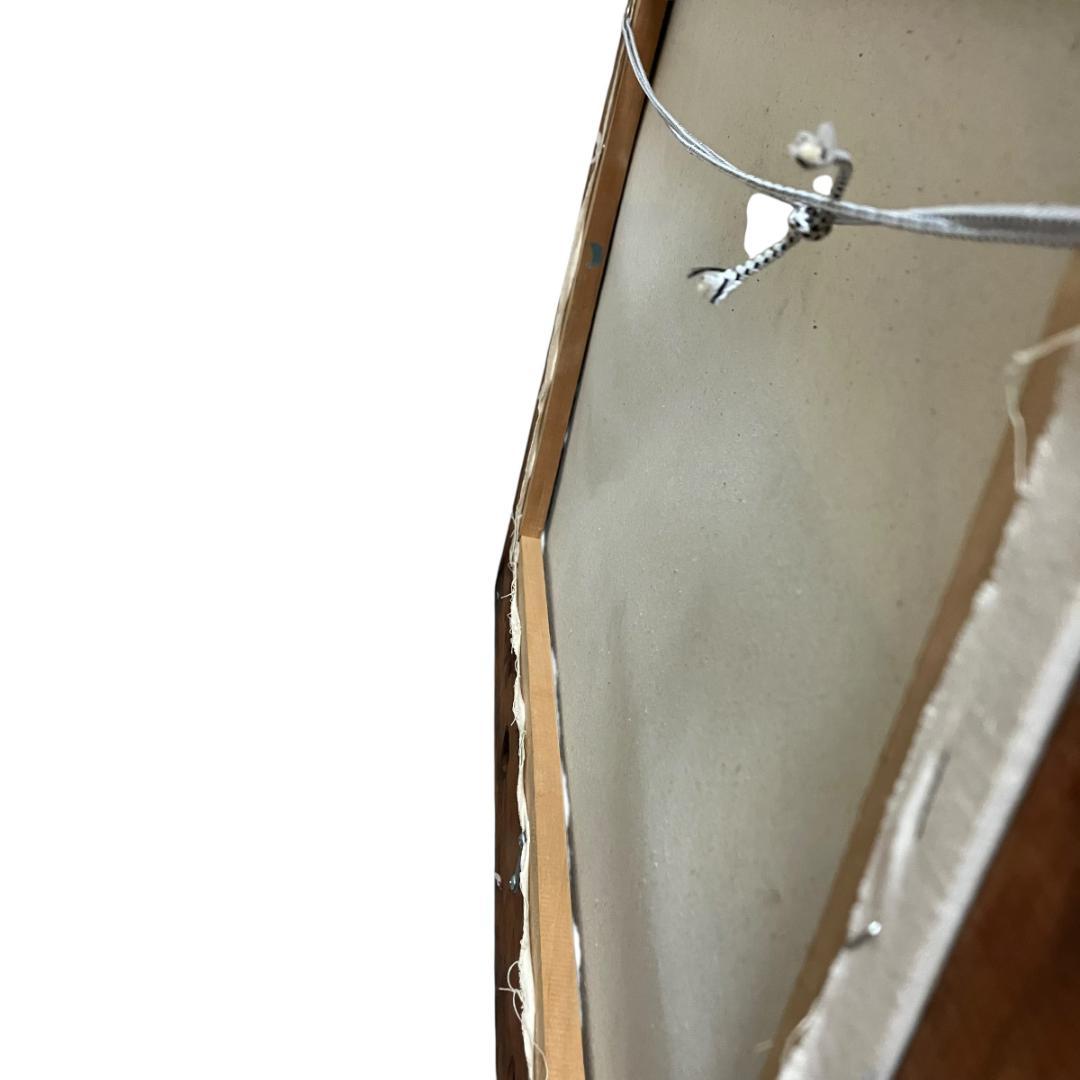 波の油彩画 木彫り額縁付き サーフアート 海景画 goes windy