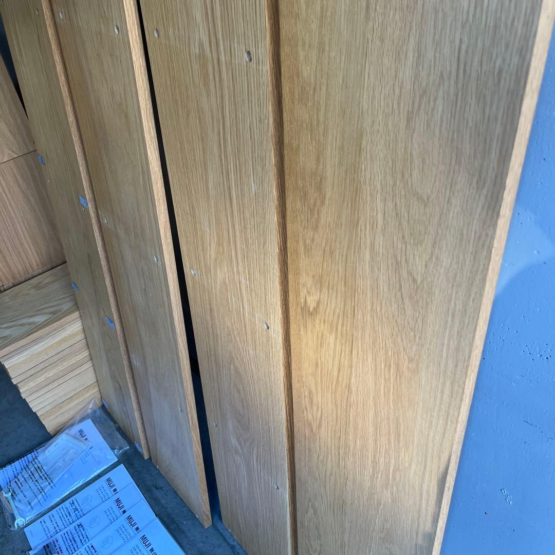 超美品★無印スタッキングシェルフセット・５段×３列 オーク材 チェスト５個付