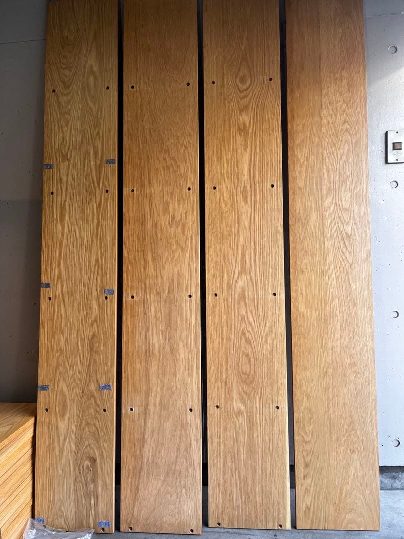 超美品★無印スタッキングシェルフセット・５段×３列 オーク材 チェスト５個付