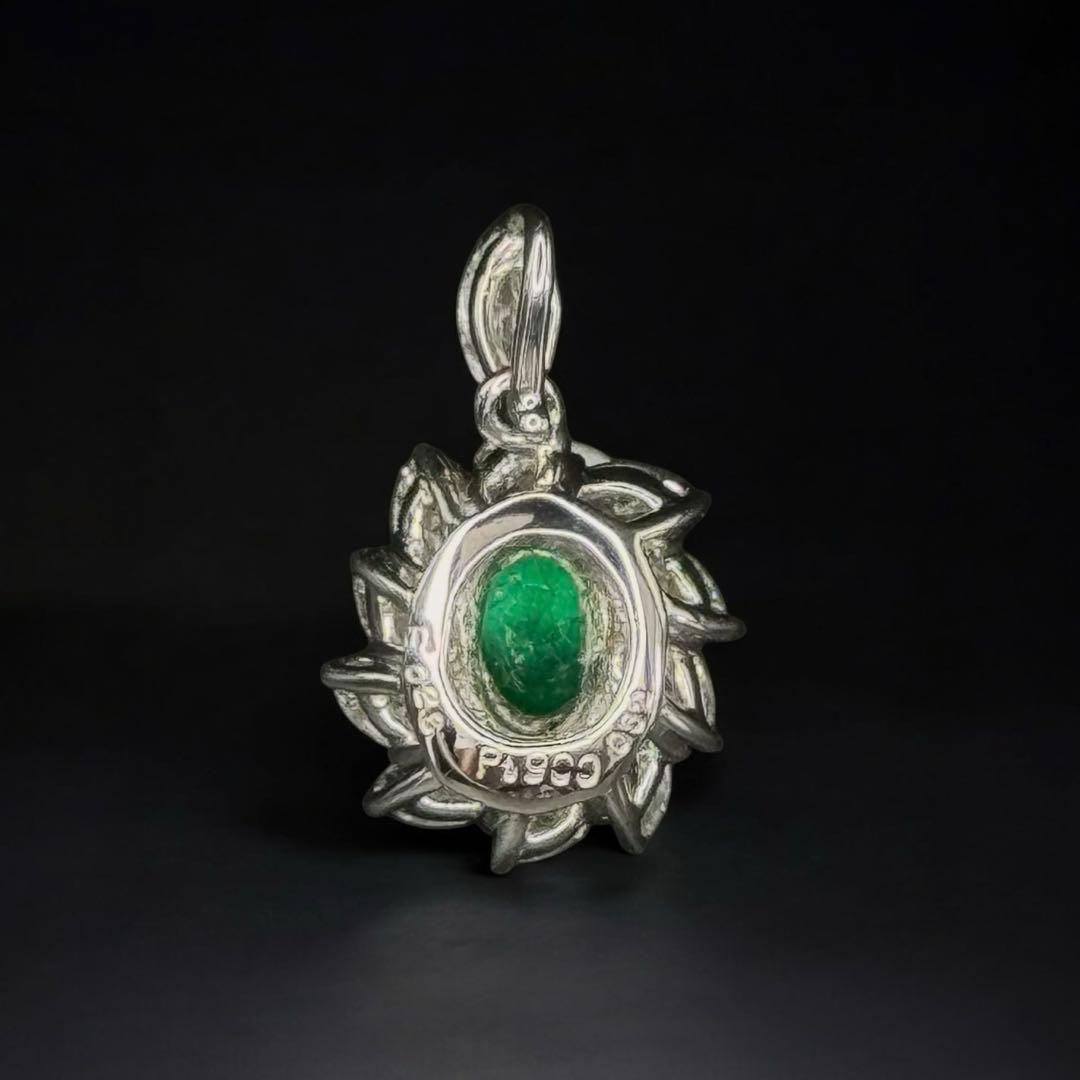 PT900 エメラルド ダイヤモンドペンダントトップ