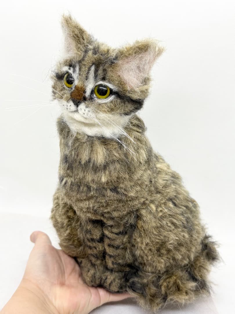 A猫 羊毛フェルト　キジトラ猫【ハンドメイド 猫
