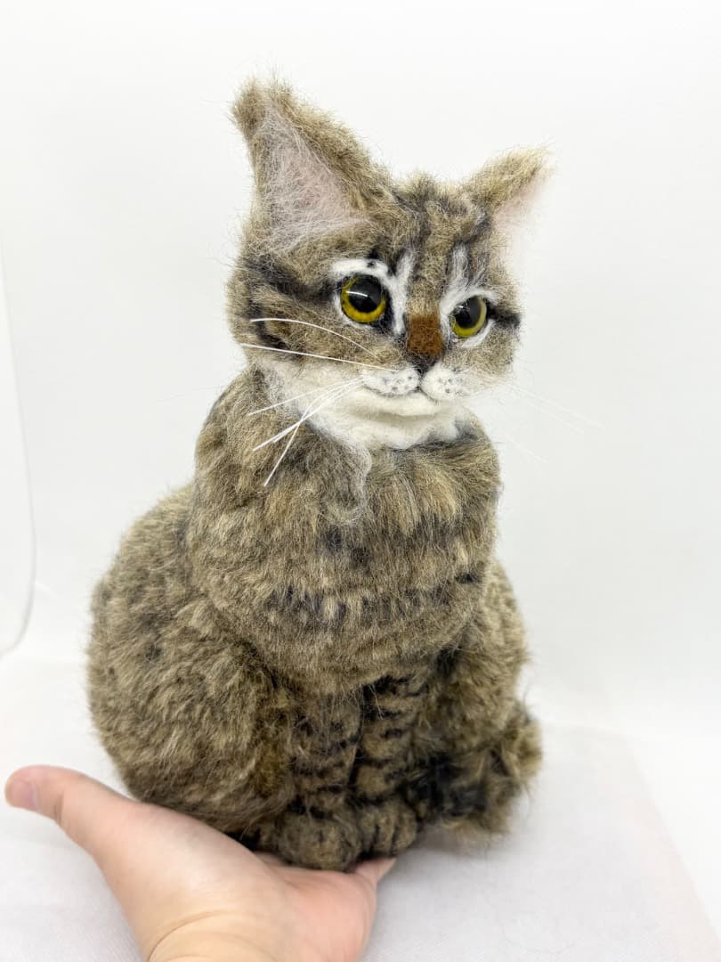 A猫 羊毛フェルト　キジトラ猫【ハンドメイド 猫