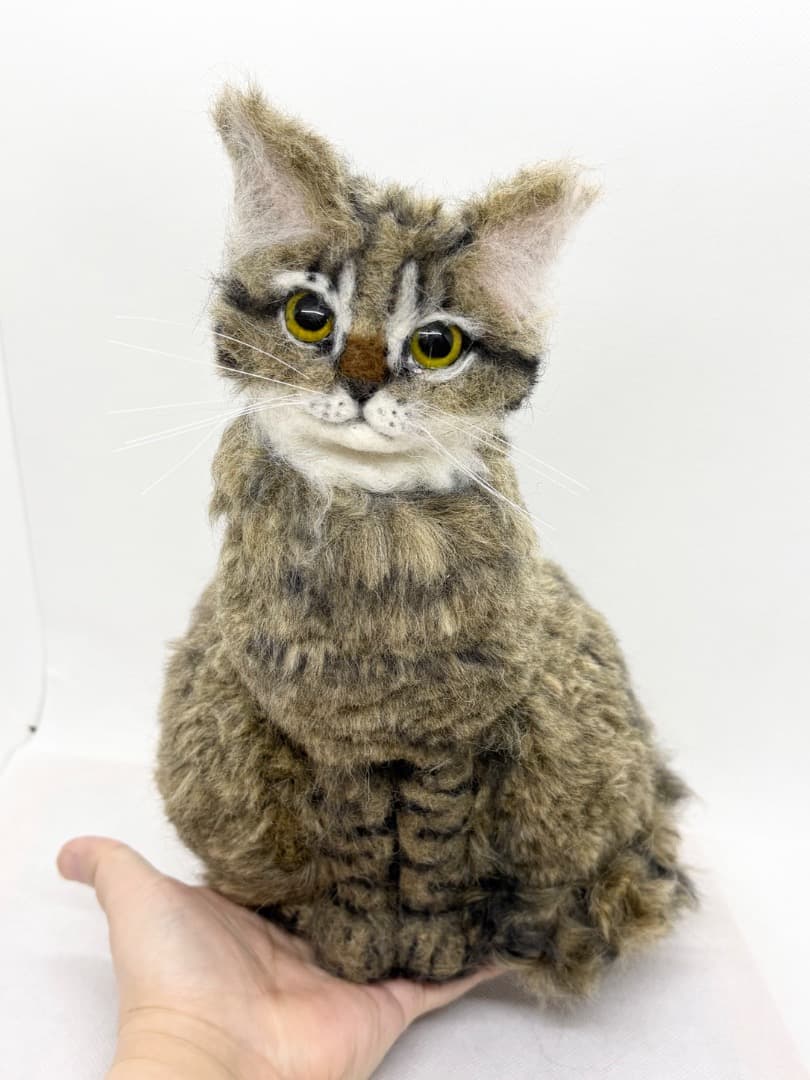 A猫 羊毛フェルト　キジトラ猫【ハンドメイド 猫