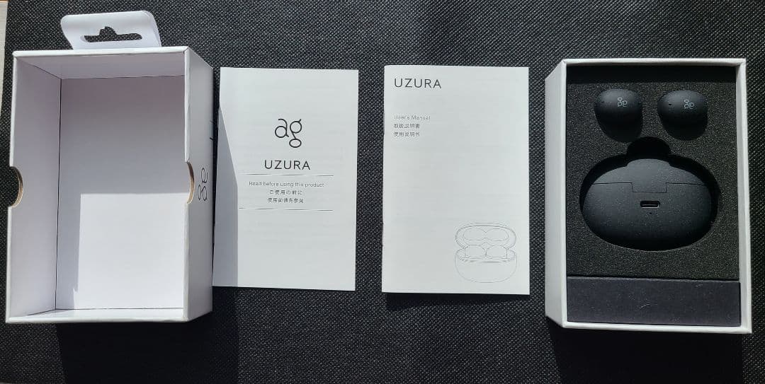 ★【美品】ag UZURA ブラック ワイヤレスイヤホン