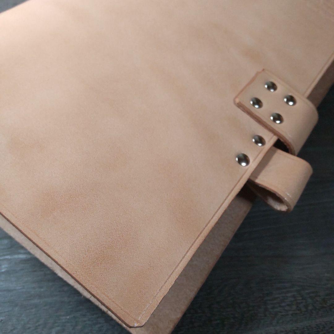 一枚革国産サドルレザー手帳　A5サイズナチュラル25mm大径リング01