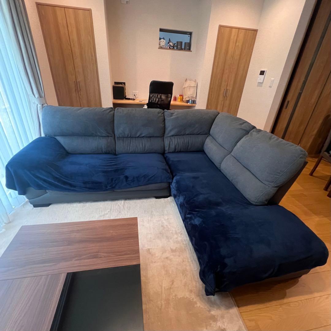 【愛知引取り・着払い限定】ニトリ　布張りカウチソファ　L字ソファ　コーナーソファ