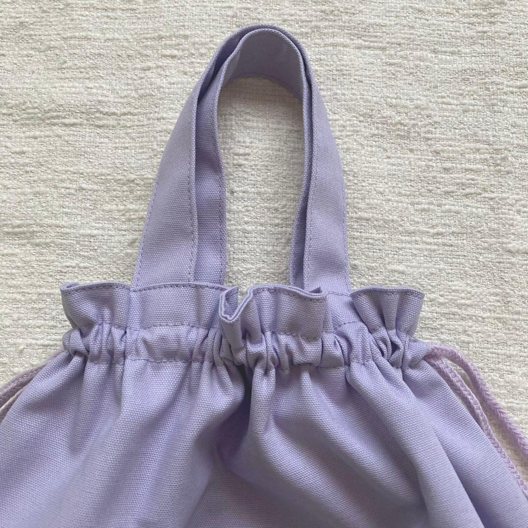 ママさん！小花柄フリルレッスンバッグ+体操服袋+上履き袋セット　ラベンダー