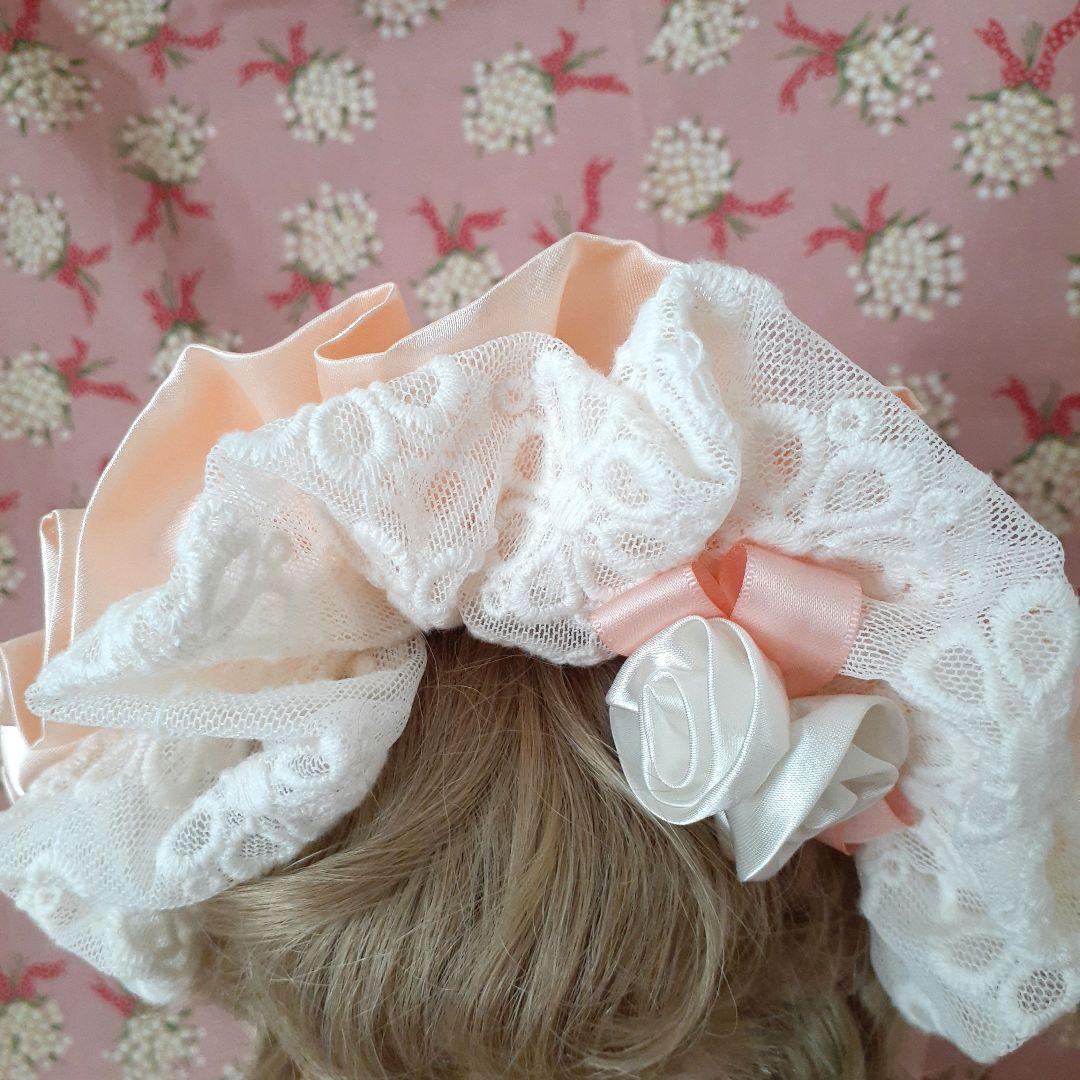 新作　65㎝前後のビスクドールのお嬢様用 ドレスとボネット　未使用品
