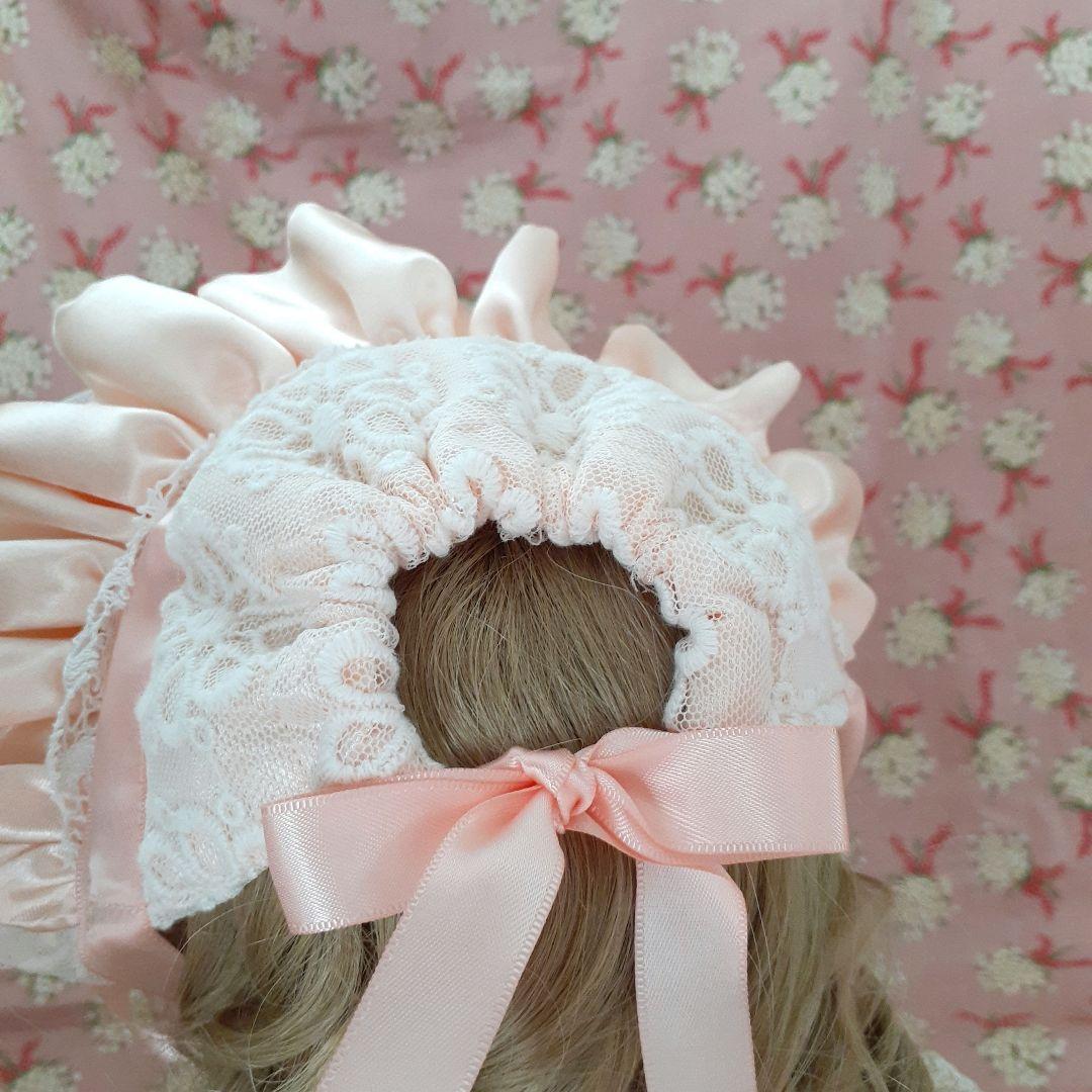 新作　65㎝前後のビスクドールのお嬢様用 ドレスとボネット　未使用品