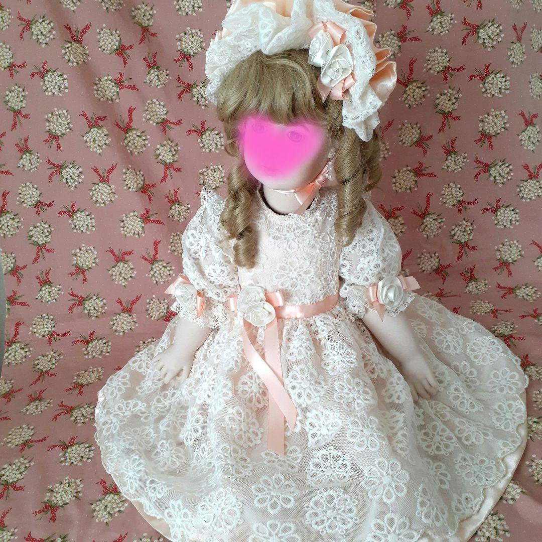新作　65㎝前後のビスクドールのお嬢様用 ドレスとボネット　未使用品