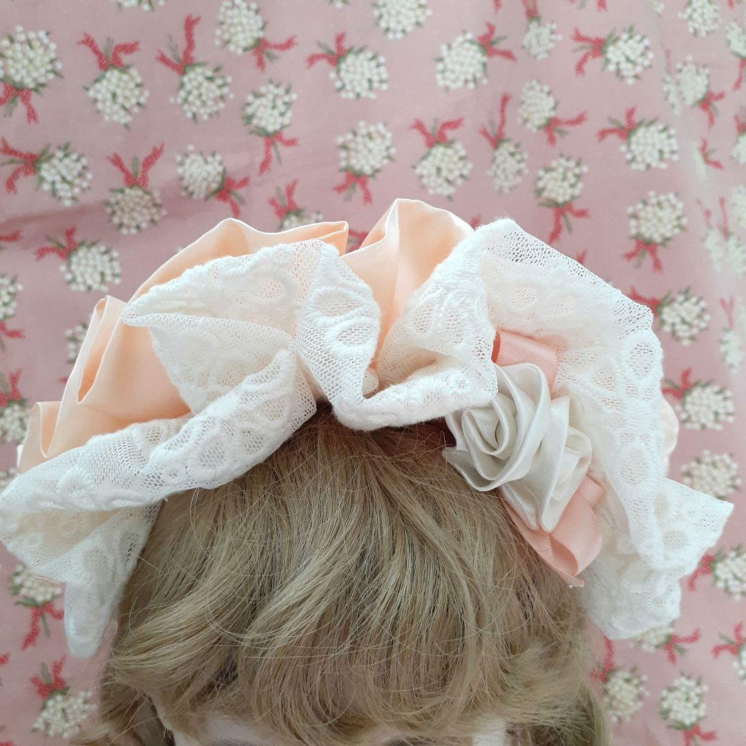 新作　65㎝前後のビスクドールのお嬢様用 ドレスとボネット　未使用品