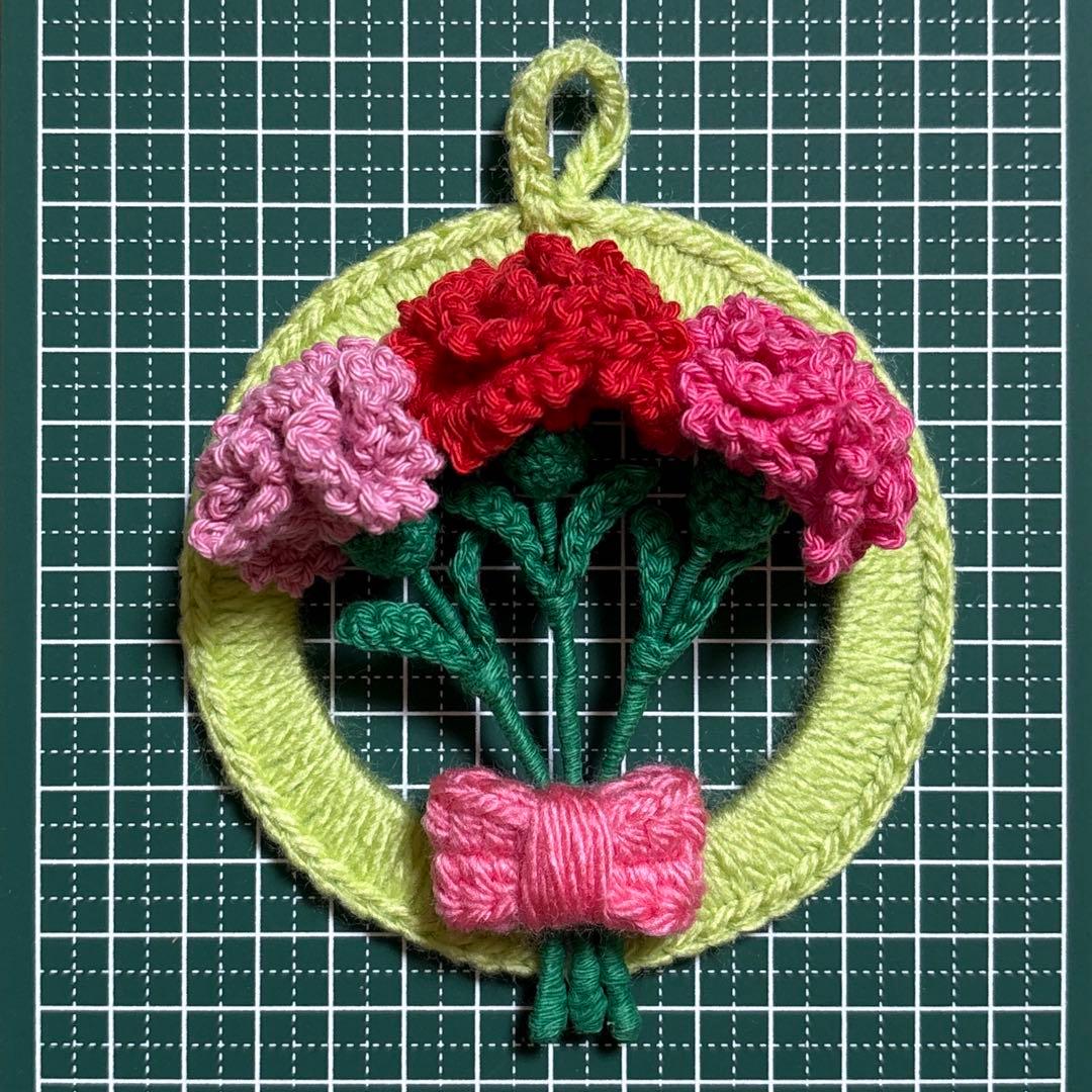 ひまわり様リクエスト7点　カーネーションのミニリース　チューリップ6本　かぎ編み