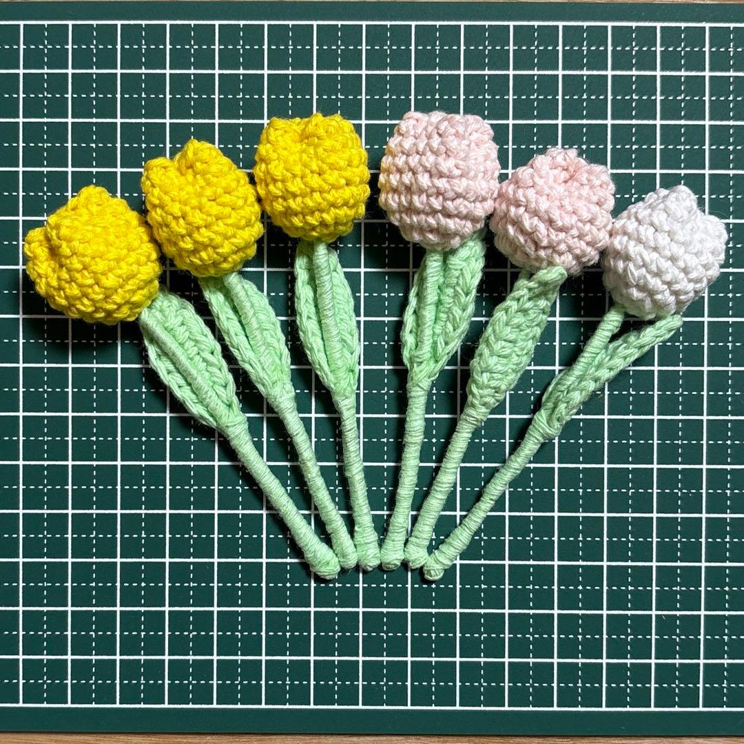 ひまわり様リクエスト7点　カーネーションのミニリース　チューリップ6本　かぎ編み