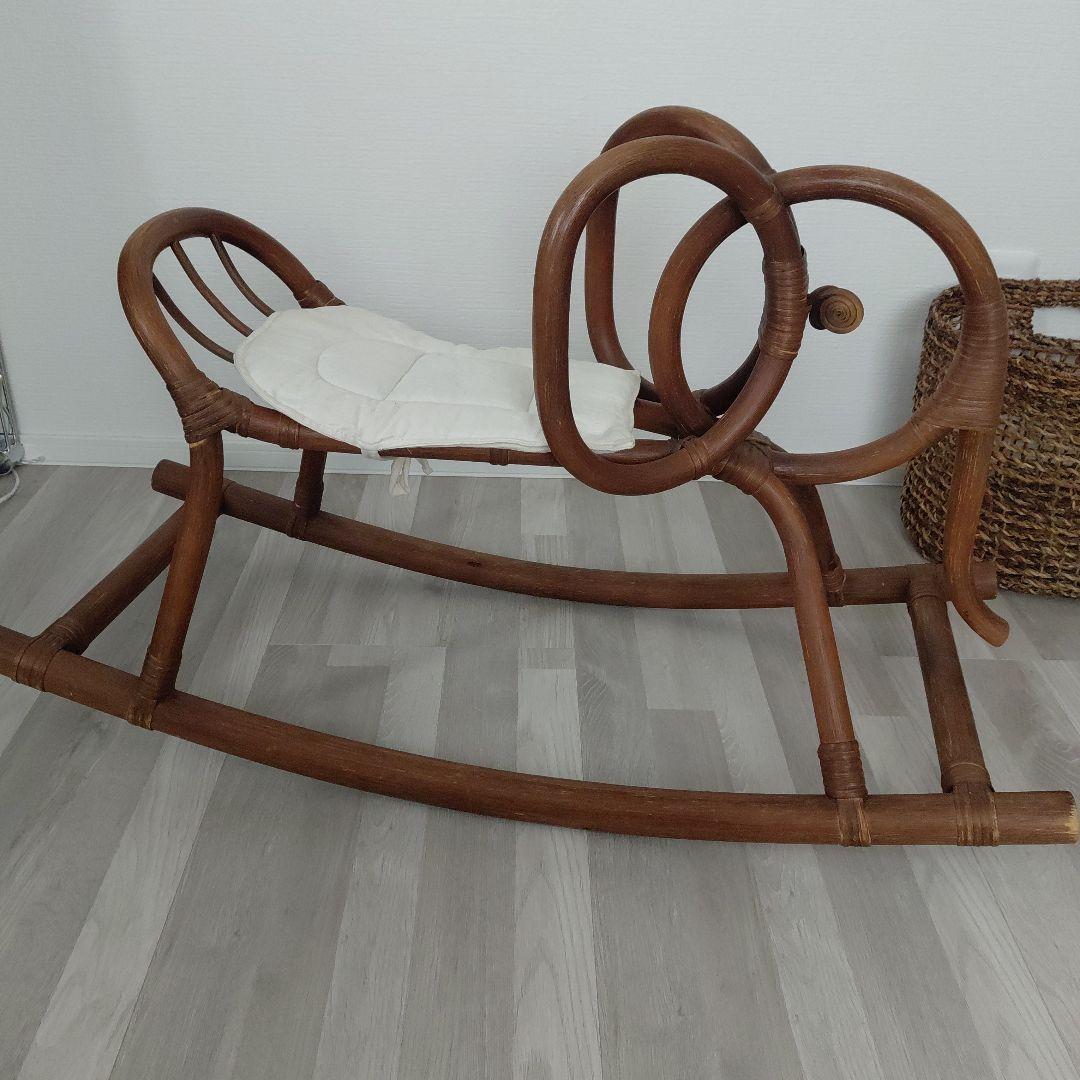 アラログ　ラタン　ゾウ　アニマルロッキングチェア　乗用玩具