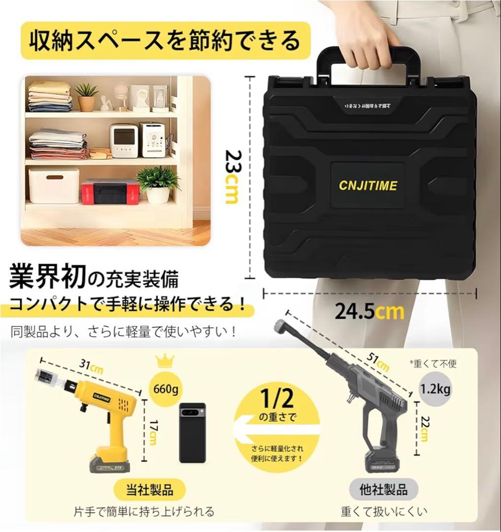 高圧洗浄機2026年新登場 軽量版 コードレス9MPa ハンディPSE認証済み