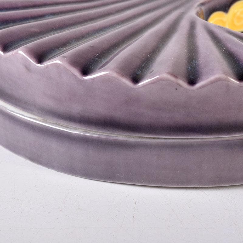 茶道具　清閑寺窯　杉田祥平　二代 龍斎造　紫交趾　末廣　香合　共箱　V　7273