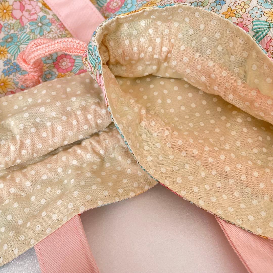 入園・入学　パステルフラワー　レッスンバッグ、上履き入れ、着替え袋、給食袋