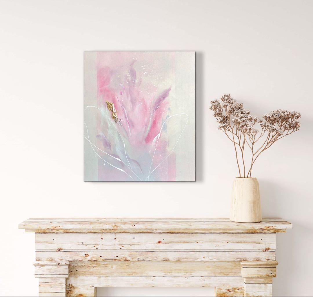 現代アート　53×45.5㎝　花　抽象画　モダン　アートパネル　インテリア　絵画