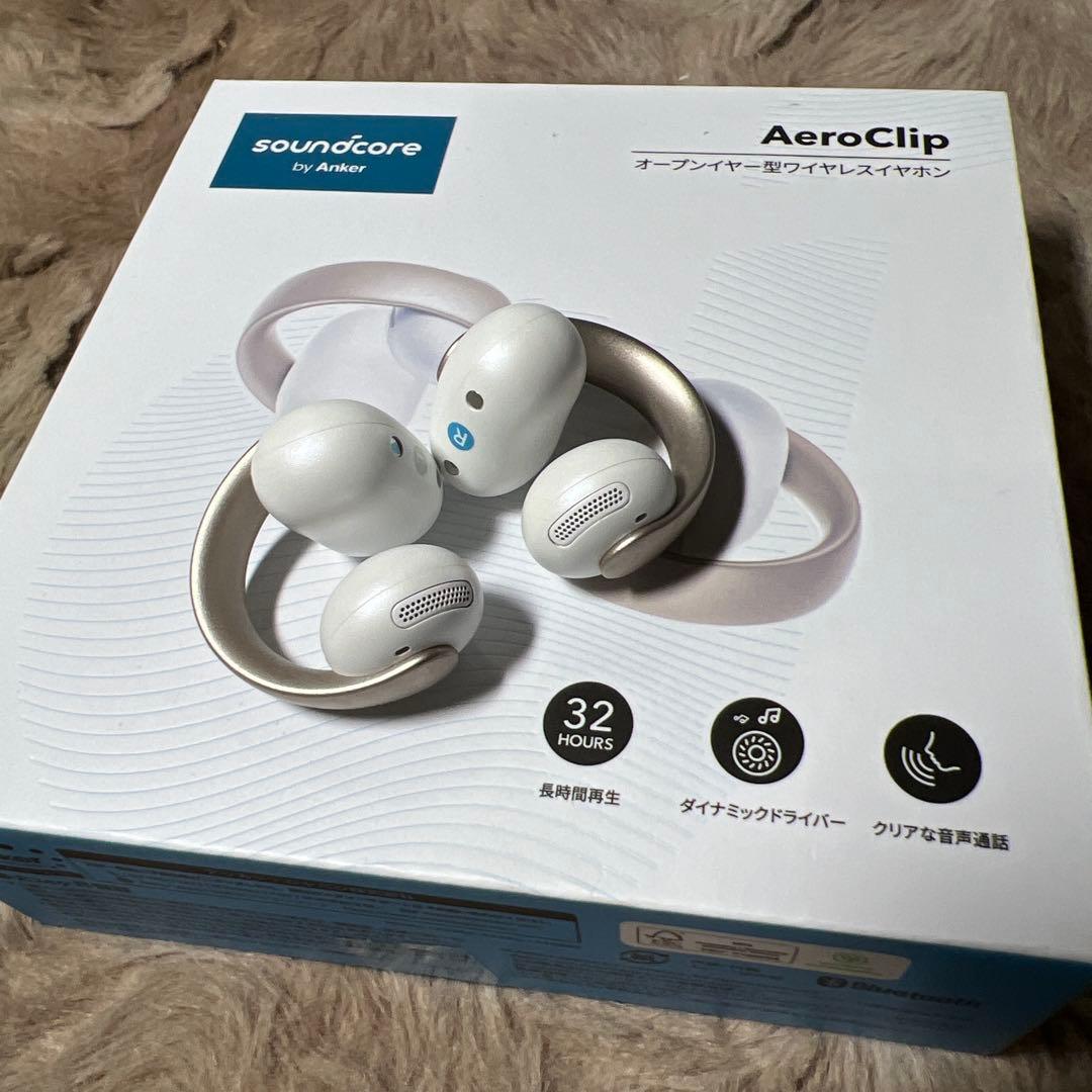 Soundcore by Anker AeroClip ホワイト＆ゴールド