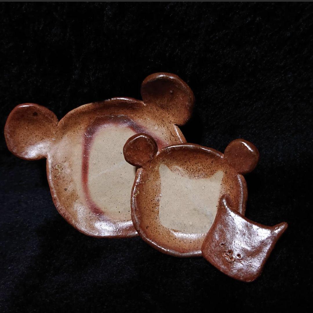 【2319】55.くま豆皿…備前焼