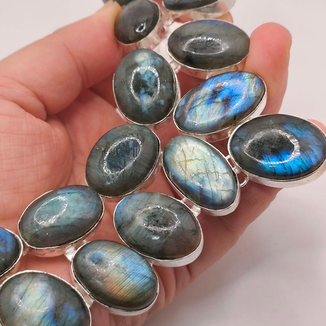 巨大 ラブラドライト 95 天然石 ネックレス シルバー ビジュージュエリー