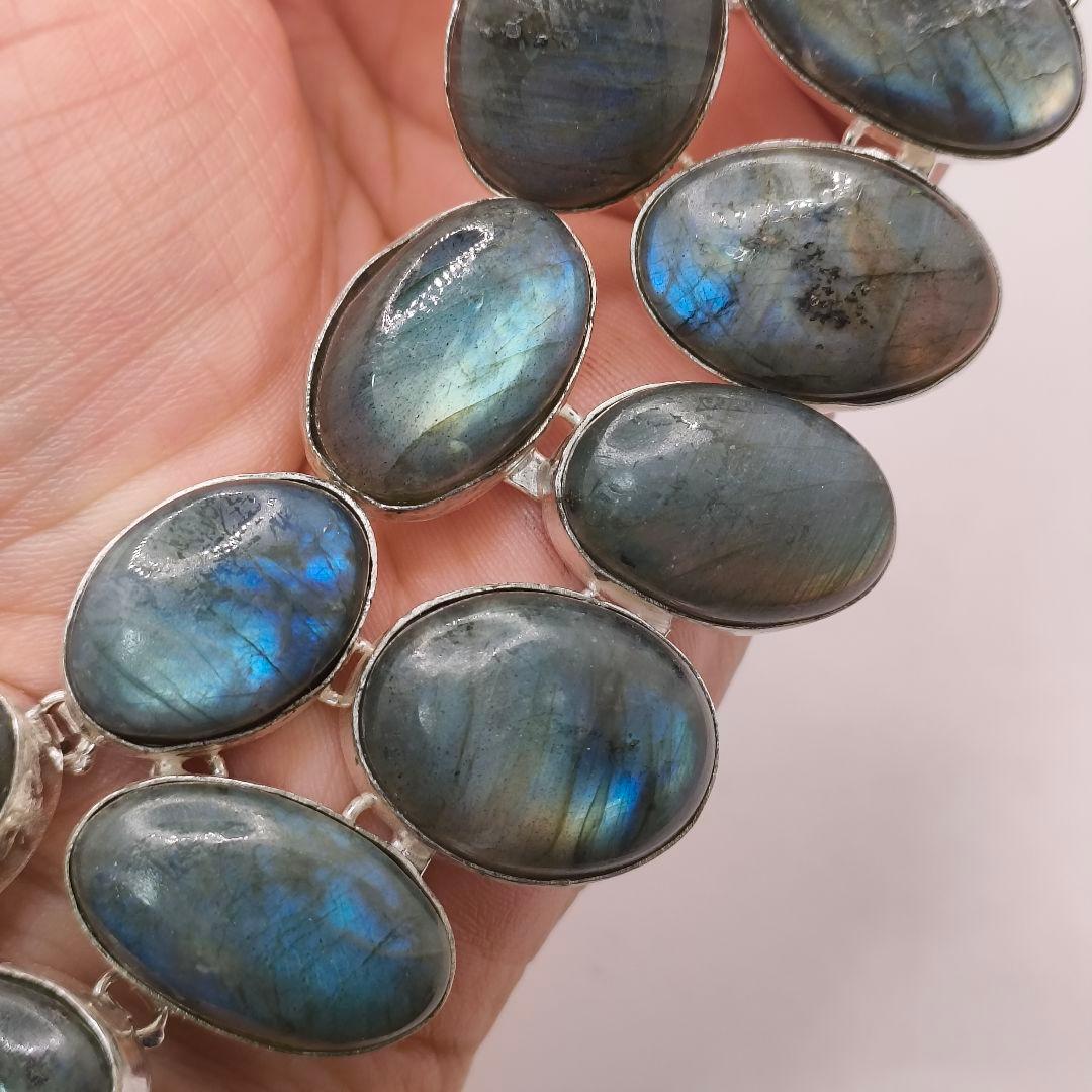 巨大 ラブラドライト 95 天然石 ネックレス シルバー ビジュージュエリー