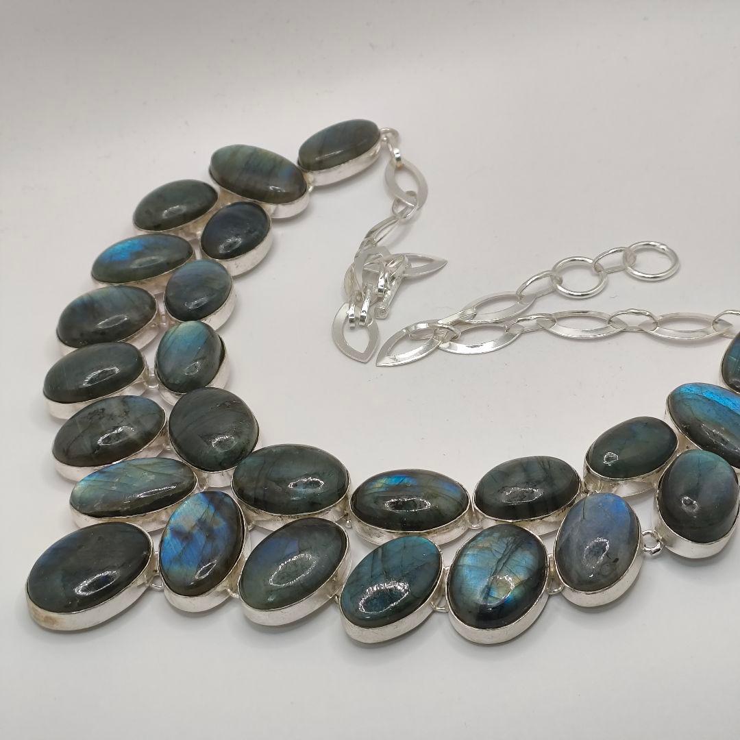 巨大 ラブラドライト 95 天然石 ネックレス シルバー ビジュージュエリー