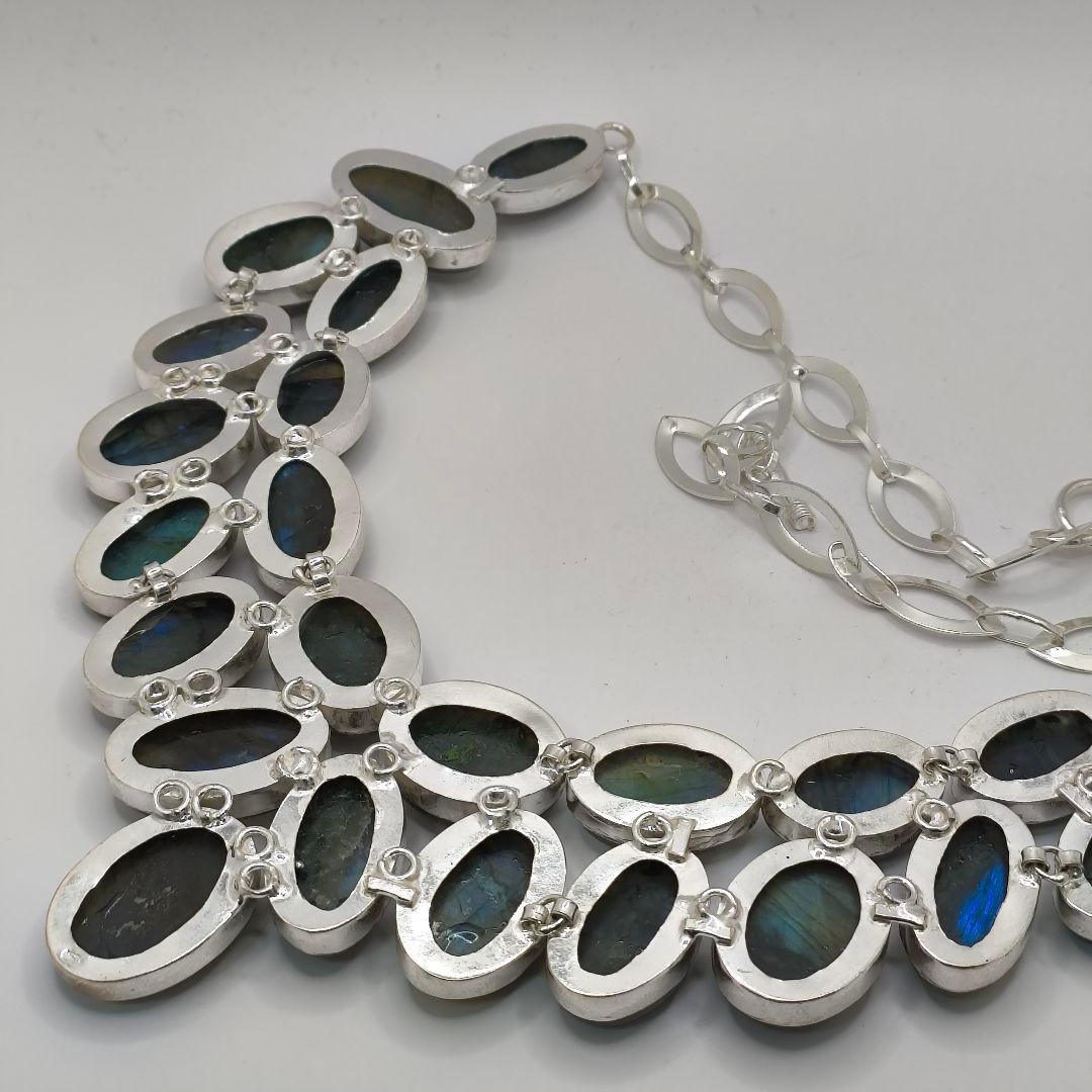 巨大 ラブラドライト 95 天然石 ネックレス シルバー ビジュージュエリー