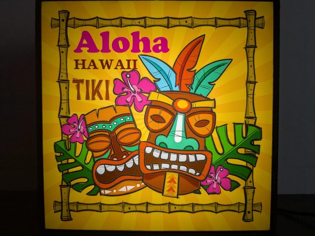 アロハ ハワイ TIKI ティキ像 サイン 看板 置物 雑貨 LEDライトBOX