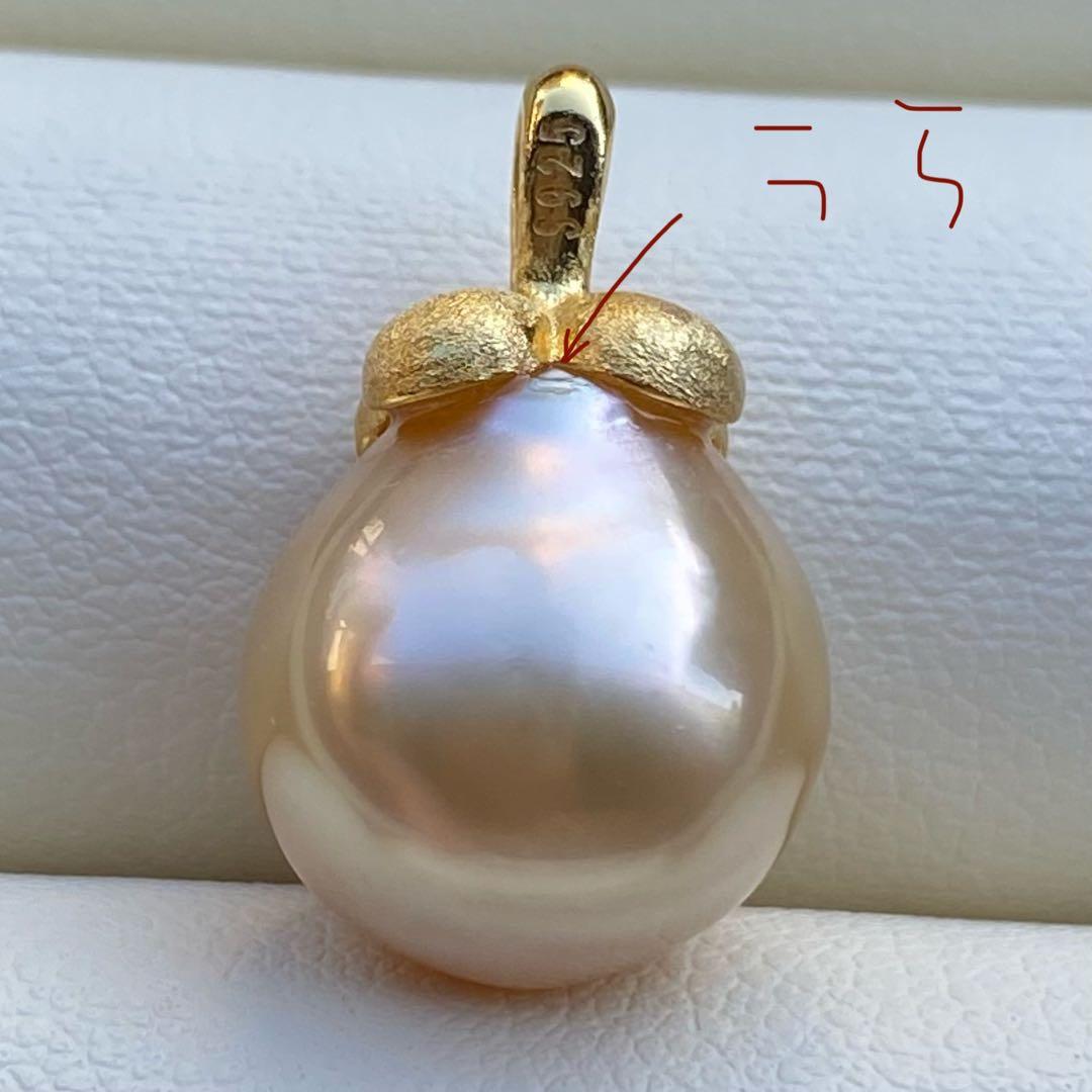 本真珠　南洋白蝶真珠ネックレストップ　12mmゴールドPT949