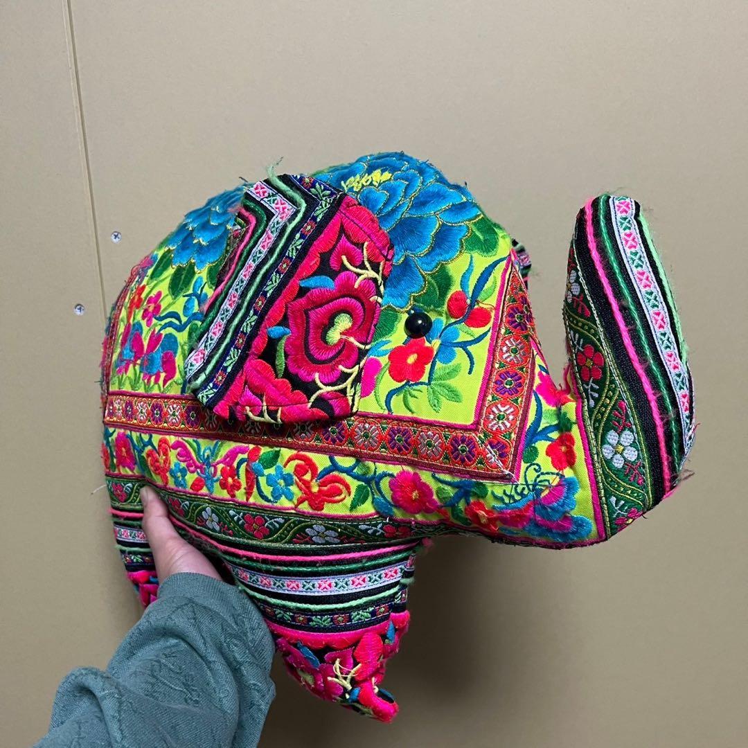 ゾウ クッション エスニック アジアン カラフル 花柄 タイバンコク インテリア