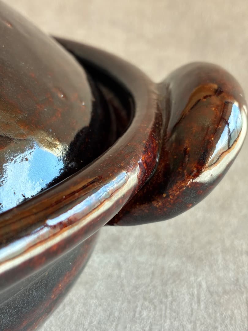 伊賀焼土楽 口付黒鍋 8寸 土鍋