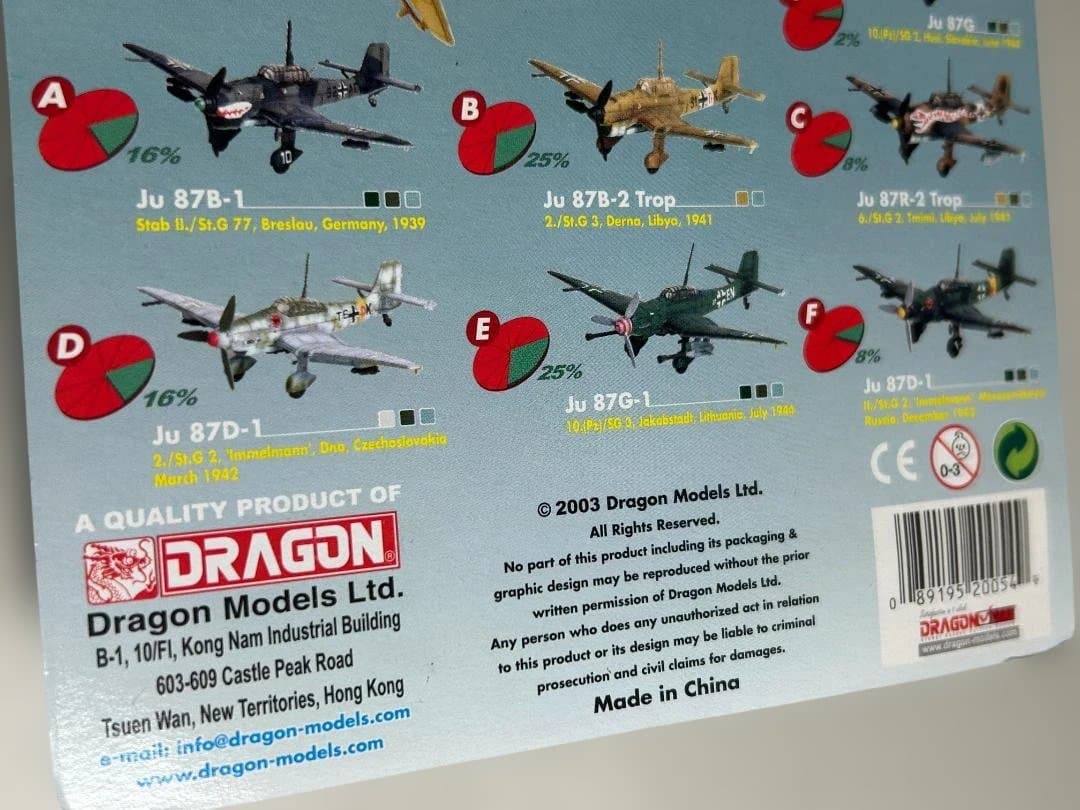 【希少・ノーマルコンプ6種・1/144 欧米向け・新品未開封】ユンカースJu87