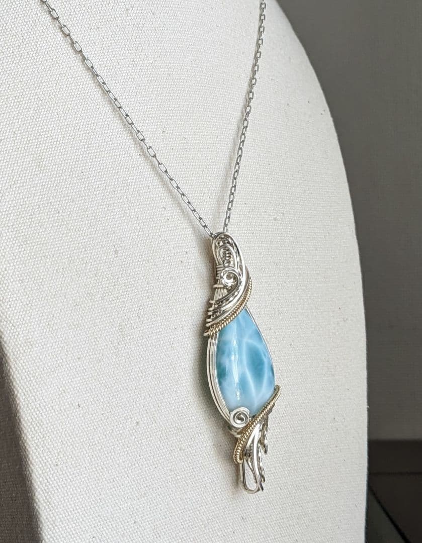 【16日まで】アルゲンティウムシルバーK14gfラリマー❅ワイヤーアートPT