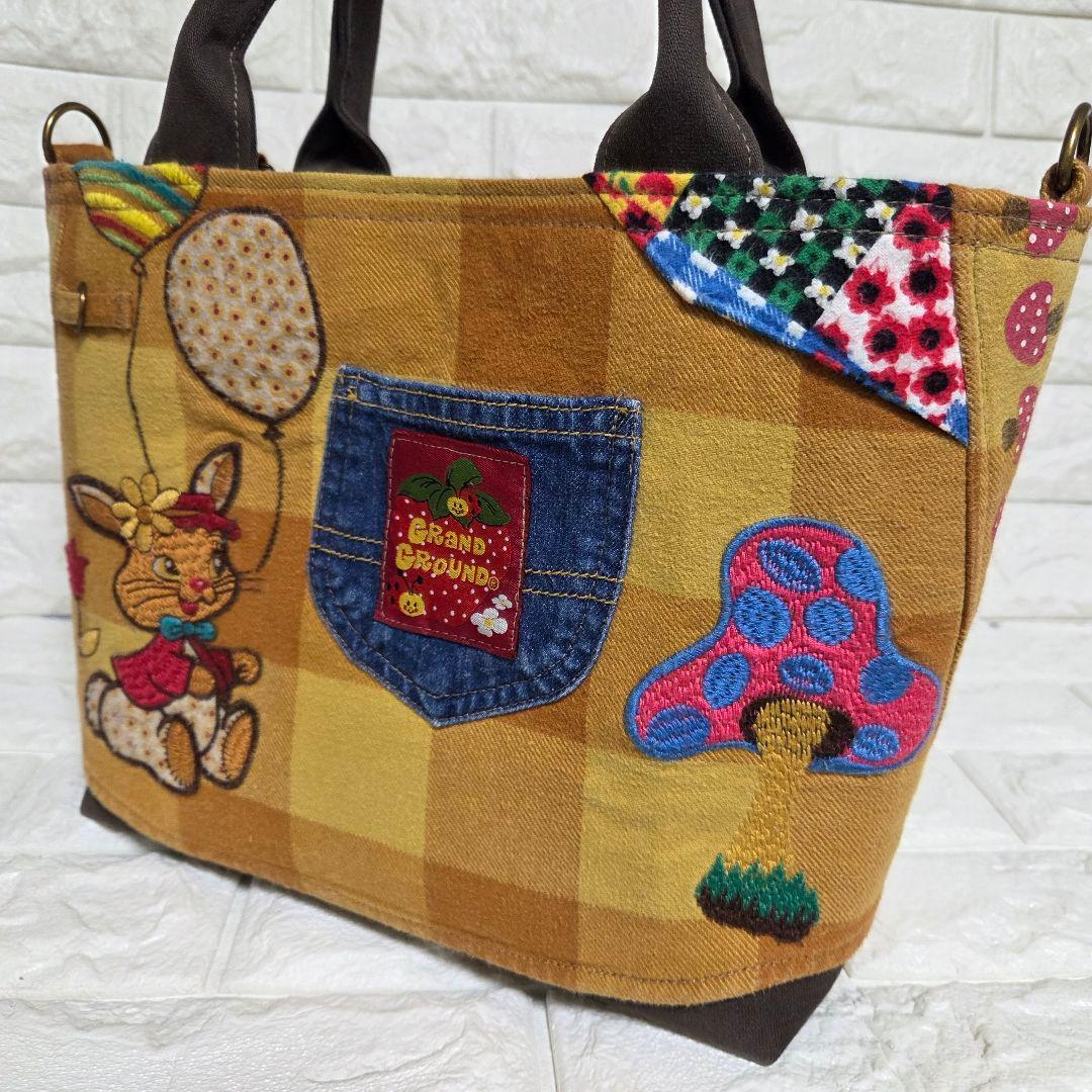 920 デニム＊リメイク＊刺繍＊バッグ＊トートバッグ