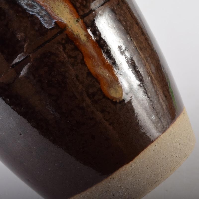 茶道具　膳所焼　淡海ぜぜ　陽炎園造　肩衝茶入　仕覆付　共箱　C　7404