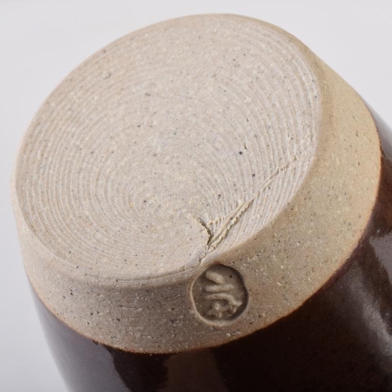 茶道具　膳所焼　淡海ぜぜ　陽炎園造　肩衝茶入　仕覆付　共箱　C　7404