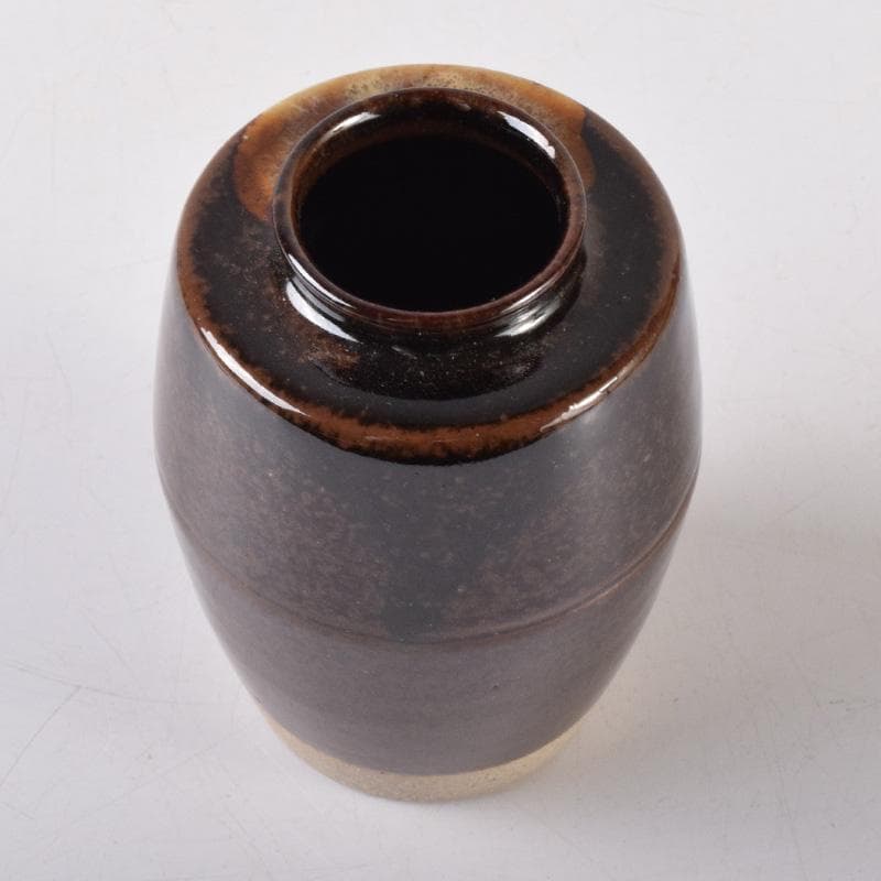 茶道具　膳所焼　淡海ぜぜ　陽炎園造　肩衝茶入　仕覆付　共箱　C　7404