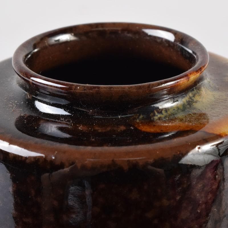 茶道具　膳所焼　淡海ぜぜ　陽炎園造　肩衝茶入　仕覆付　共箱　C　7404