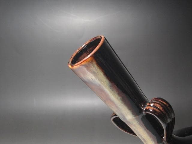 ★　膳所焼　耳付花入　裏千家　十四代　淡々斎の花押がございます★x587