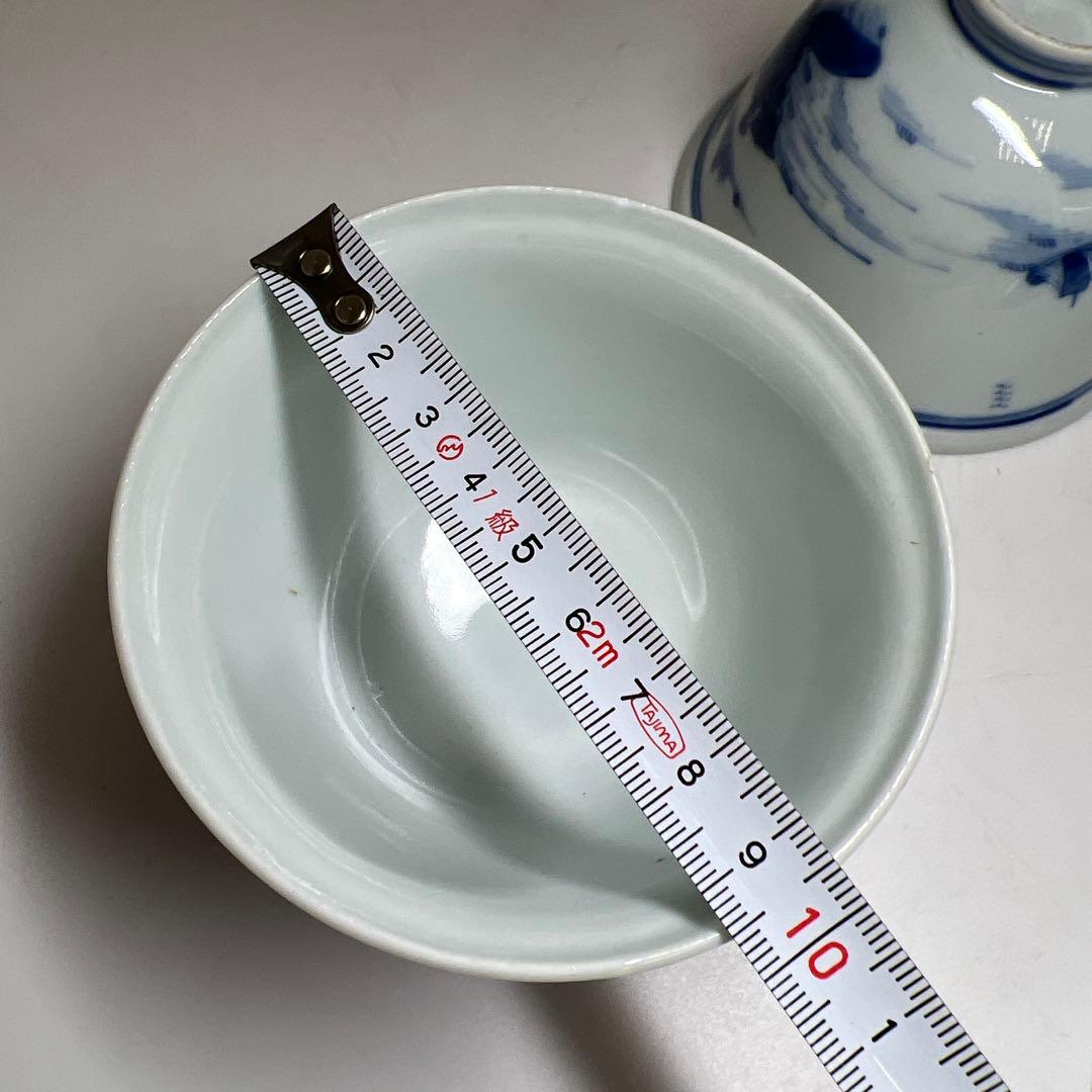 中国清時代　新渡青花蓋茶碗2客　身口径約9.5㎝　東Y8-0217☆2F