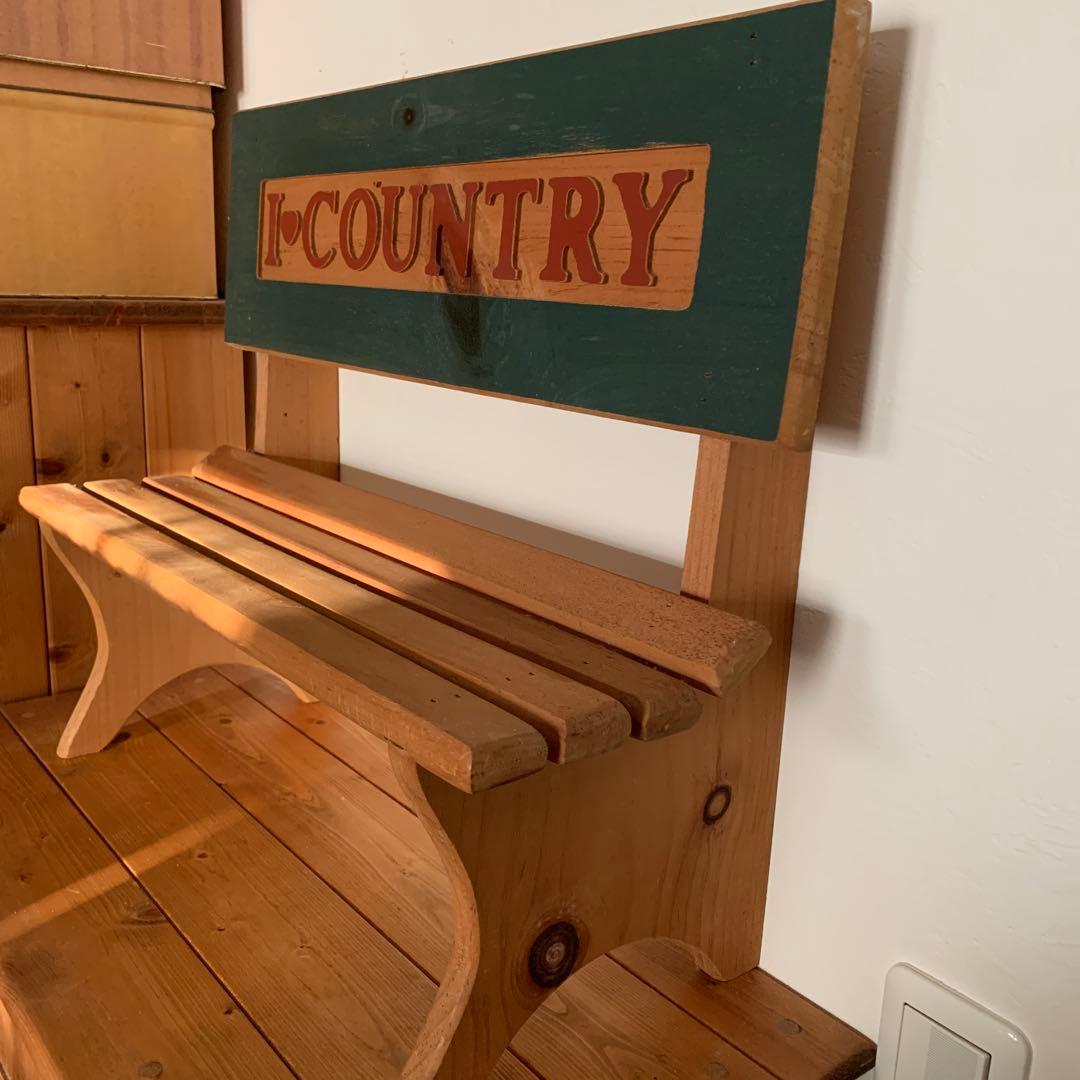 I♥COUNTRY パイン材　木製ベンチ　アメリカンカントリー小家具