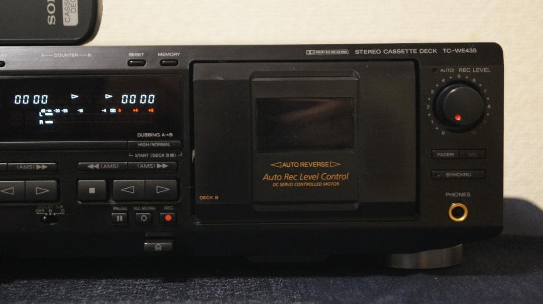 ソニー　カセットデッキ　TC-WE435 リモコン付　整備動作品