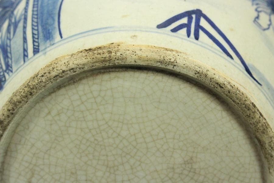 中国美術 青花 宮廷人物紋 蓋壷 高25.5cm(LC209)