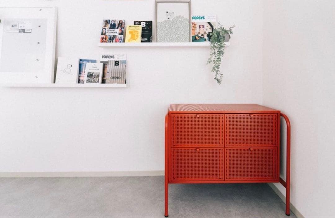 【廃盤品】IKEA キャビネット ニッケビー レッド