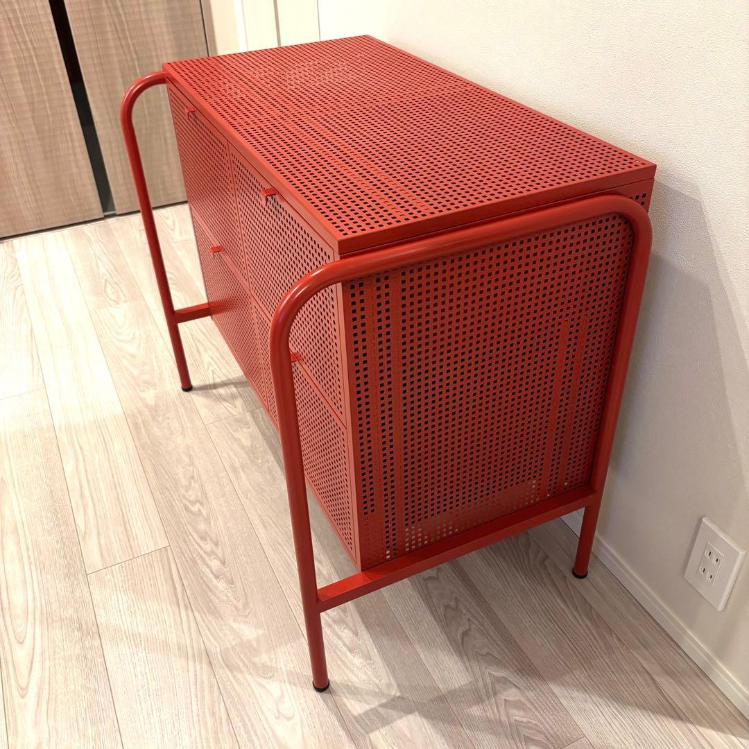 【廃盤品】IKEA キャビネット ニッケビー レッド
