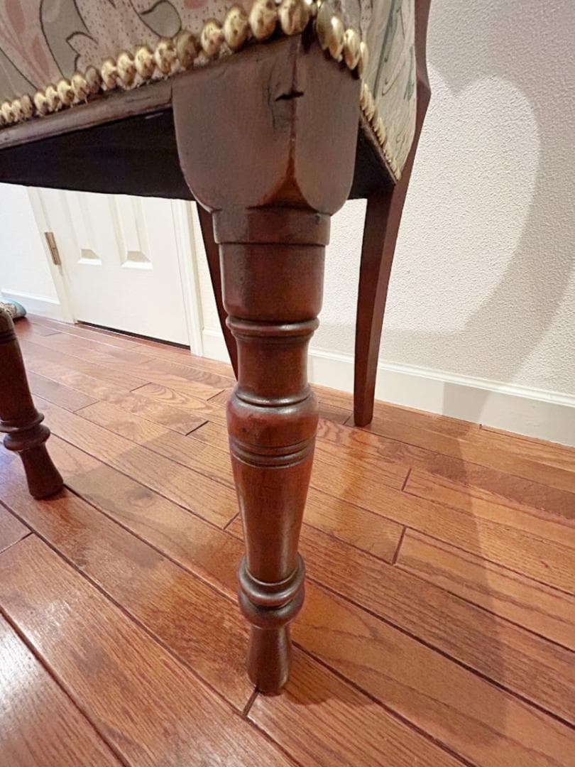 イギリス バルーンバックチェア アンティーク 座面布地張り替え済み １脚