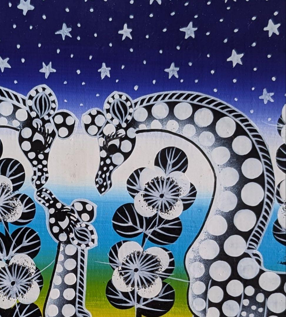 ●アフリカの絵画、ティンガティンガ、ナイトサファリ、20×20cm