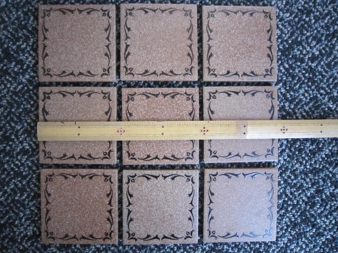 昭和６0年前後　廃盤モザイクタイル 縁回り釉薬花柄 20シートまとめて